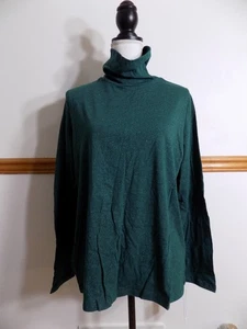 Croft & Barrow Women's Turtleneck Long Sleeve Shirt, Green w/ Shimmer XL *NEW* - Picture 1 of 5