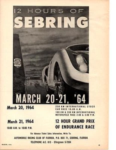 1964 12-HOURS OF SEBRING ~ CLASSIC ORIGINAL PRINT AD - Bild 1 von 2