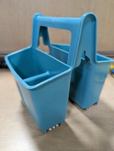 Vintage Utensil Rack Silverware Caddy Cutlery Basket Retro Aqua Drying Rack - Picture 1 of 8