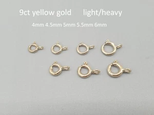 9ct Yellow Gold Clasp 9K 375 4mm 4.5mm 5mm 5.5mm 6mm Bolt Spring Ring  - Picture 1 of 7