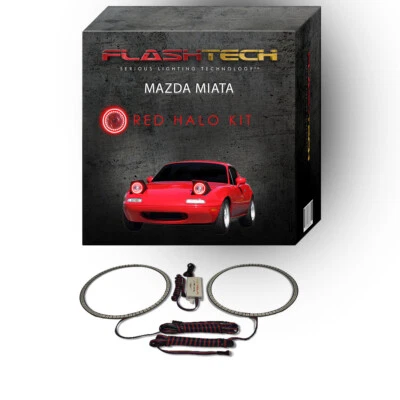 Red Angel Eye LED Headlight Halo Ring kit for 1990-1997 Mazda Miata Headlights - Image 1 of 2