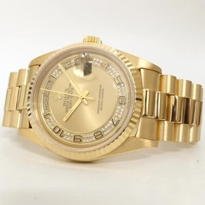 Rolex Day-Date 36 Double Quickset Factory Myriad Diamond Dial 18K Gold 18238 - Picture 1 of 9