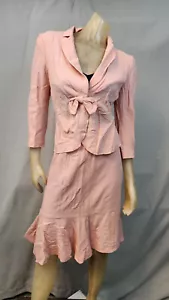 Moschino Tinta Unita Rosa Italia 100% Lana Vergine Gonna Tuta Giacca Donna Taglia 12 USATA - Foto 1 di 9