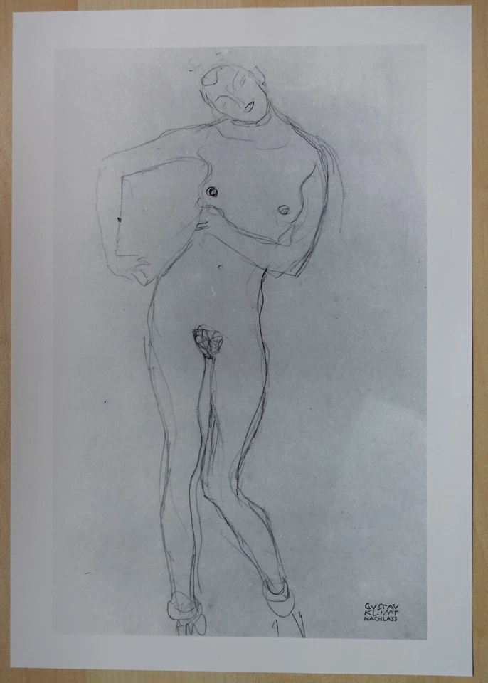 Gustav Klimt "Tänzelnder Akt" Bleistiftzeichnung 1916/17   31 x 22 cm - Bild 1 von 1