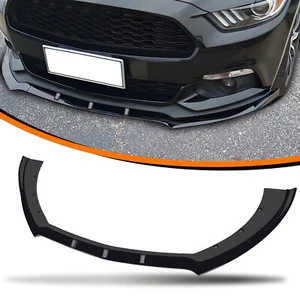 Fits 2015-2017 Ford Mustang Glossy Black Front Bumper Lower Splitter Spoiler Lip - Foto 1 di 12