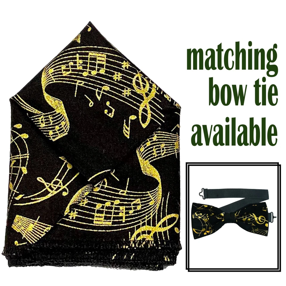 Nota musical bolso gravata borboleta quadrada algodão casamento formatura festa de Natal ano novo - Imagem 1 de 1