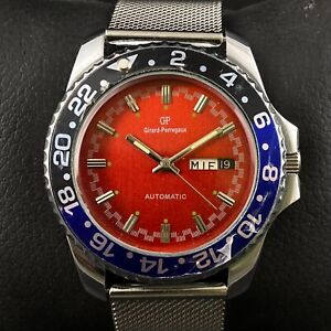 42mm Vintage Swiss Made Automatic Red Dial AS 2066 Day Date Men's Wrist watch