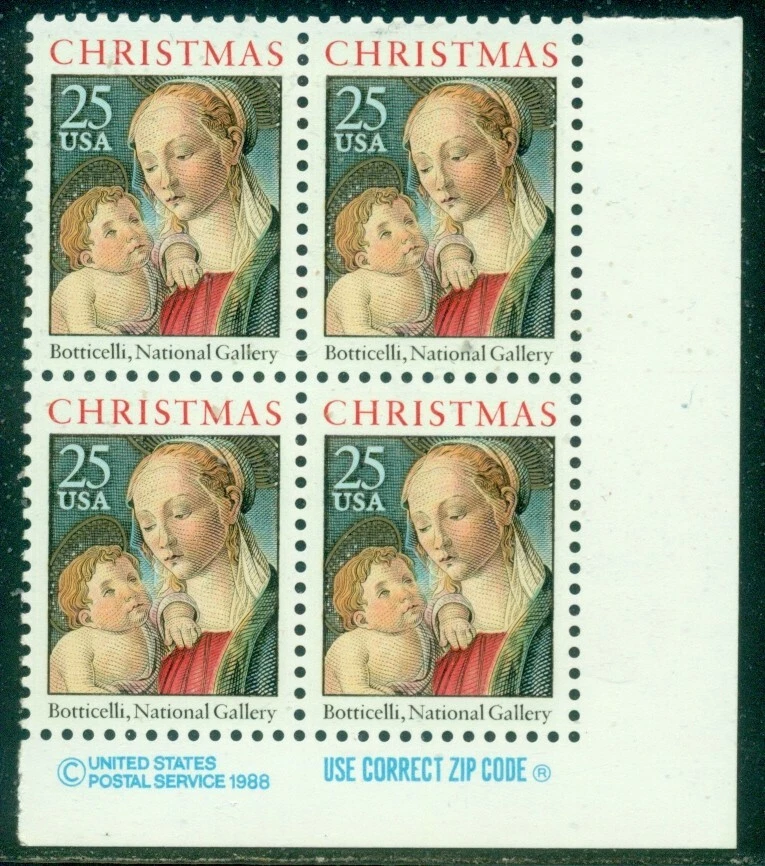SCOTT # 2399 ZIP BLOCK, MADONNA AND CHILD, MINT, OG, NH, GREAT PRICE! - Image 1 of 1