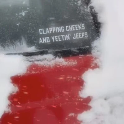 "Calcomanía Clapping Cheeks Yeetin Jeeps Xj Yj Jk Wrangler Cherokee Jeep 7"" blanca" Foto 1 de 3