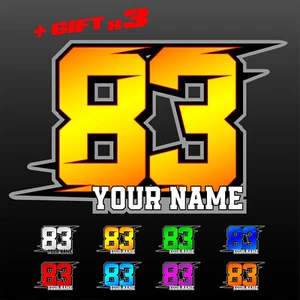 3 pcs Custom Racing Numbers and Name, Vinyl Stickers, UV Laminated, + Gift 3 pcs - Picture 1 of 17
