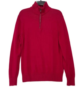 Gap 1/4 Zip Mock Neck Pullover Sweater Small Mens Large Red Cotton Long Sleeve - Picture 1 of 14