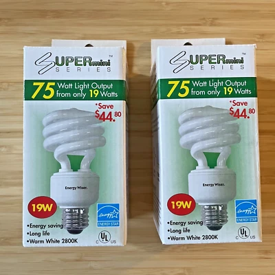 2 Bulbrite 19W Super Mini Compact Fluorescent Light Bulbs - Image 1 of 3