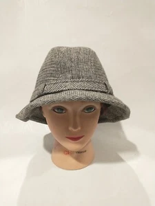 Vintage Resistol Fedora 1950s Plaid Size 7 Grey with feather Wool - Picture 1 of 11