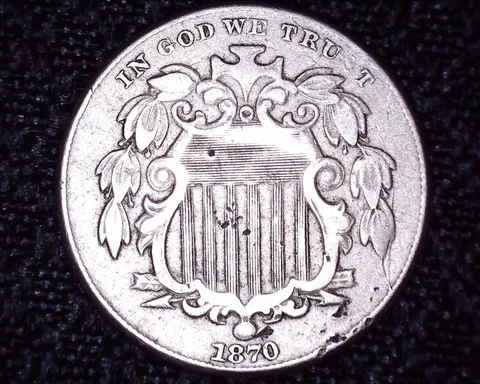 Nice 1870 Shield Nickel  Nice Details #N019 Cover