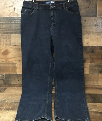 "Pantalones de mezclilla Liz Claiborne para mujer 14 largos azules pierna recta tiro medio entrepierna elástica 32,5""" Foto 1 de 4