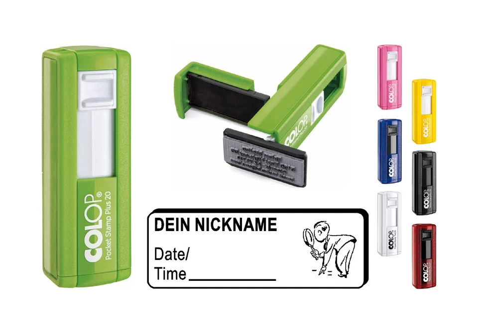 Timbro geocaching GEOCACHER lente d'ingrandimento timbro geocaching timbro tascabile timbro diario di bordo - Immagine 1 di 1