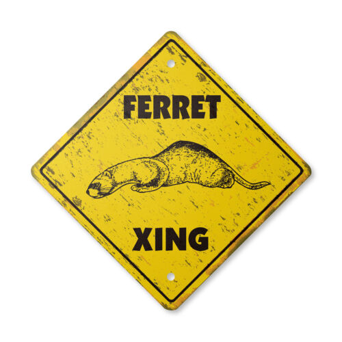 Ferret Vintage Crossing Sign Xing Plastic Rustic animals mammal kid pet child bo