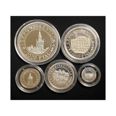 1992 Spain 500th Anniversary Discovery Of The Americas 5 Coin Silver Pesetas Set - Image 1 of 4