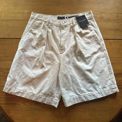 Pantalones Cortos BANANA REPUBLIC Off White Tiro Alto Largo Plisado Denim Mujer Talla 32 - Nuevos con Etiquetas Foto 1 de 4