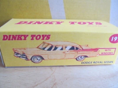 REPRO DINKY DODGE ROYAL SEDAN 191..  - BOX ONLY - - Image 1 of 2
