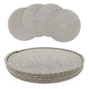 Cotton Rope Woven Placemats Set of 4 Brown Braided Table Mats 13" Natural Cot... - Picture 1 of 6