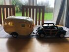 Sylvanian Retro Caravan & Morris Minor Car, tow bar and accessories