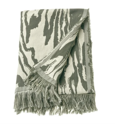 IKEA TANDMOTT Throw, 130x170 cm, (51x67 ") Grey Green/Off-White 100% Cotton - Image 1 of 4