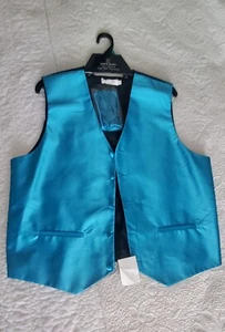 Vest By Pierre Cardin, Teal w/bow tie and Hanky (NEW) Size L - Picture 1 of 4