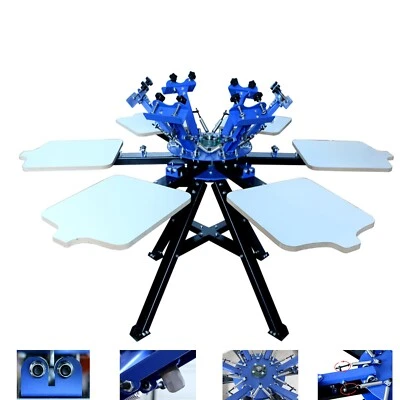 BANFLUXION Screen Printing Press T-shirt DIY 6 Color 6 Station Rotary Silk Screen Printer