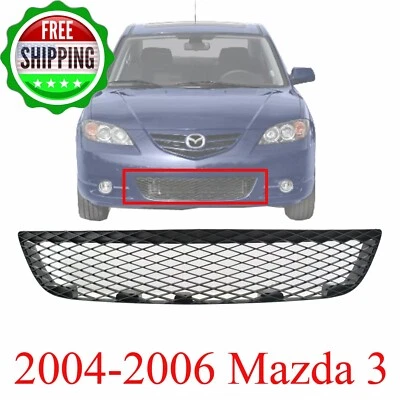 New Bumper Grille Front Center For 2004-2006 Mazda 3 Sedan Black BN9C501T1A Foto 1 de 4