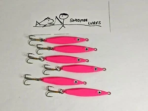 6 - 1/2 oz FLUTTER SPOONS LURES LEAD SLAB FISHING JIGGING CASTING PINK - Picture 1 of 7