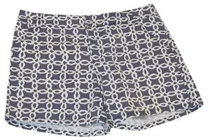 Merona Womens 6 Geometric Chain Pattern Printed Cotton Shorts Purple & White - Picture 1 of 11