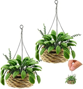 2 PC Dollhouse Miniature 1 /12 Scale Hanging Plants Bonsai Decorate Accessories - Picture 1 of 7