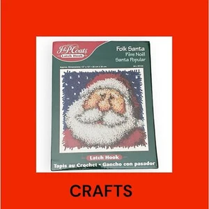 J&P Coats Folk Santa Latch Hook Kit 12” x 12” - Picture 1 of 5