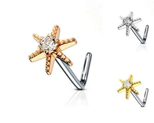 Nasenpiercing Nasenstecker Nasenring Stecker Gebogen L-Form Stern Sternschnuppe - Bild 1 von 4