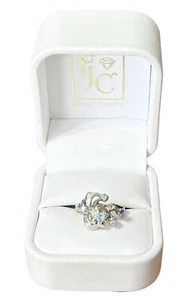 Anillo de oro blanco 14K piedra de nacimiento madres aguamarina diamante topacio rosa espinela 5,5 - Imagen 1 de 16