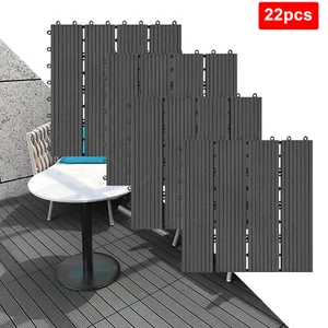 22pcs WPC Fliesen Steinoptik Pool Bodenbelag Terassenbelag für Balkon Terrasse - Bild 1 von 13