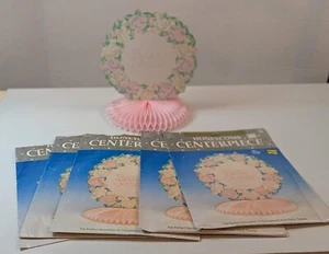 Vintage Bridal Shower Honeycomb Centerpieces (5) party goods Pink Flowers - Picture 1 of 4