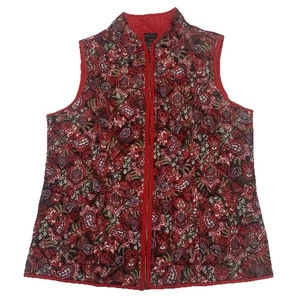 ERIKA Women's M Quilted Puffer Vest multicolored   reversible Full Zip 2-Pockets - Picture 1 of 8