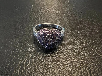 Silver and Pink Morganite Heart-Shaped Ring, Size 7.5 - Image 1 of 3