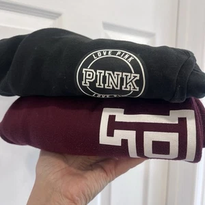 Lot Bundle Of 2 Victoria Secret PINK Sweatpants Size Small Vintage Y2K Maroon - Picture 1 of 14