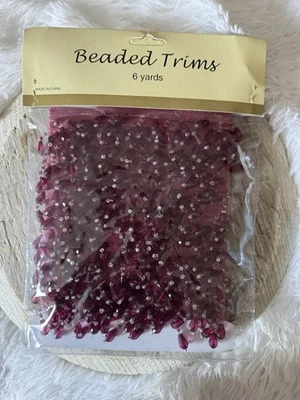 6 Yards Burgundy Colored Beaded Trim - Image 1 of 2
