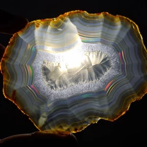 203.90 Ct Big Slice Rainbow Iris Agate, Top Multilayer Indonesia Iris Agate Slab - Picture 1 of 6