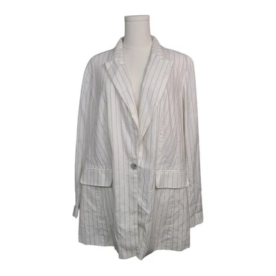 Blazer Lane Bryant blanco a rayas tipo lino Foto 1 de 4