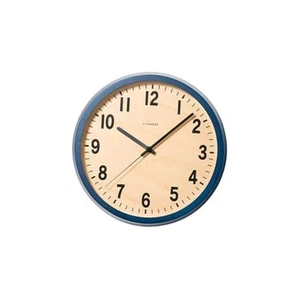 Wall Clock Japanese Handcrafted Round Solid Walnut Wood Wall Clock Silent Navy - Picture 1 of 7