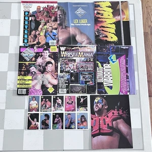 WWF WCW Vintage Wrestling Fan Souvenir Zeitschriften Poster & ungeschnittene Karten Konvolut - Bild 1 von 17