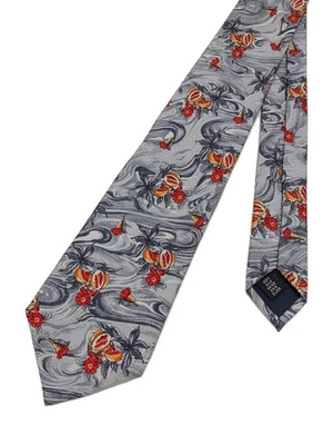 Corbata de seda para hombre HUNTING WORLD, gris estampado integral Foto 1 de 4