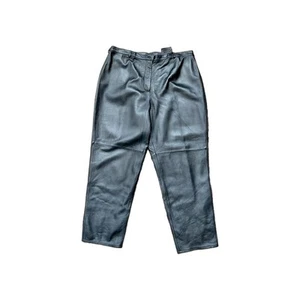 AVENUE Geniune Leder schwarz weiches Leder Damen Hose Y2K Größe 20 Neu mit Etikett - Bild 1 von 9