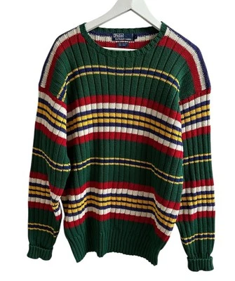 Vintage Polo Ralph Lauren Men’s Striped Cotton Linen Sweater Size Large - Image 1 of 4