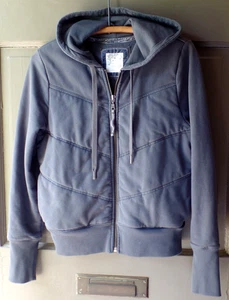Old Navy blaue gesteppte Baumwollmischung durchgehender Reißverschluss vorne Kapuze Jacke Größe M - Bild 1 von 8